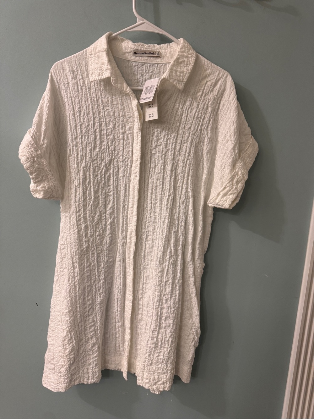 Abercrombie & Fitch Off-White Textured Button Shirt